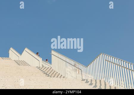 Einige der vielen Treppen an der Außenseite der Tirana-Pyramide Stockfoto