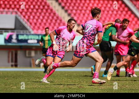Die Männer 2022 Rugby LIEFERTEN das Sieben Qualifikationsturnier auf den Bahamas. Mexiko gegen Bermuda im Rugby 2022 LIEF DIE Sieben Qualifikation Stockfoto