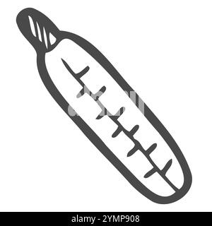 Vektorsymbol des Quecksilberthermometers im Doodle-Stil zur Messung der Körpertemperatur. Isoliertes Thermometer Stock Vektor