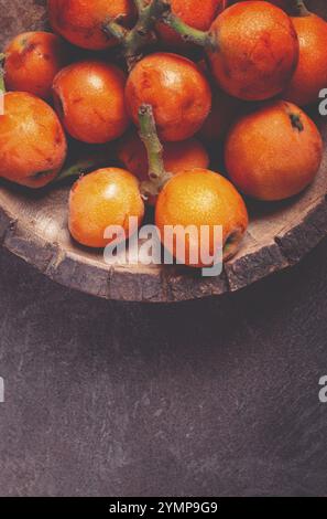 Frisches Obst, Mischling, Loquat, Shesek, lokva, Georgia, Asien Stockfoto