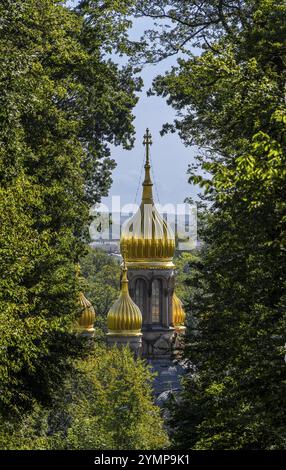 Russisch-orthodoxe Kirche St. Elisabeth auf der Neroberg, Wiesbaden, Hessen, Deutschland, Europa Stockfoto