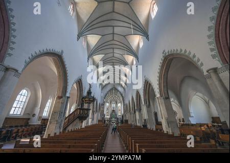 Inneres der spätgotischen Kirche St. Martin, Memmingen, Bayern, Deutschland, Europa Stockfoto