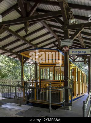 Drahtseilradbahn im Landschaftspark Neroberg, Wiesbaden, Hessen, Deutschland, Europa Stockfoto