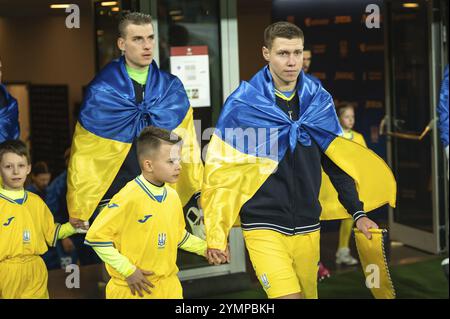 WROCLAW, POLEN - 26. MÄRZ 2024: Qualifikation für die UEFA Euro 2024. Letztes Play-off-Spiel Ukraine - Island 2:1. Mykola Matviyenko vor dem Spiel. Stockfoto