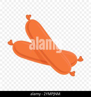 Vektor-Cartoon-Illustration von zwei Würstchen. Flaches farbiges Food Design mit leckeren Fleischsnacks, Grillwürsten. Gegrillte Wurst Art.. Hot-Dog-Zutat Stock Vektor
