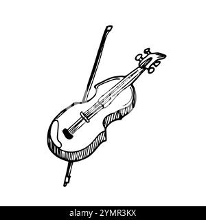 Doodle Violin Icon handgezeichnete Skizze. Isolierter Vektor auf weißem Hintergrund Stock Vektor