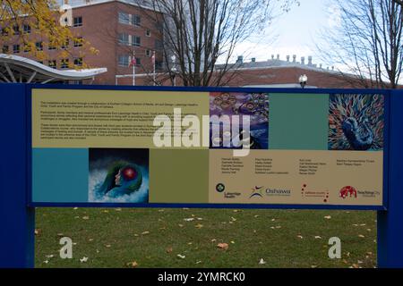 Lakeridge Health Sign on Mental Health Awareness im Alexandra Park am Hospital Court in Oshawa, Ontario, Kanada Stockfoto