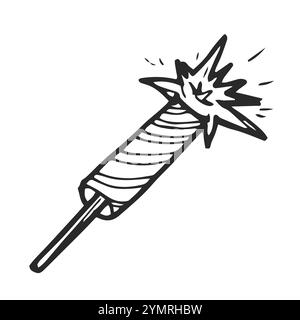 Feuerwerk Rakete Kritzelsymbol, Vektor-Illustration Stock Vektor