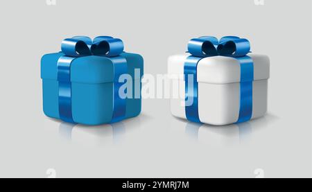 Blaue Geschenkbox Geschenk zum Geburtstag Stock Vektor