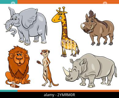 Cartoon Illustration von lustigen wilden Tieren Comic-Figuren gesetzt Stock Vektor