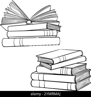 Satz von Stapeln von Buchgrafiken Stock Vektor