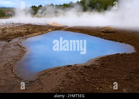 Blesi Geysir im Geothermiegebiet Geysir. Haukadalur Valley, Island Stockfoto