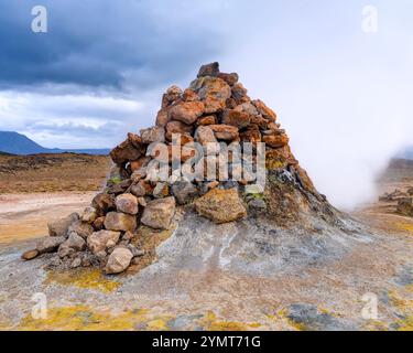 Námafjall Geothermisches Gebiet. Reykjahlíð, Nordosten Islands Stockfoto