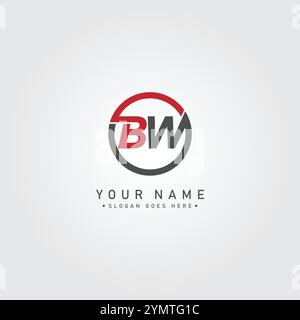 Abstraktes Letter BW Logo – Initial Monogramm Template für Alphabet B und W Stock Vektor