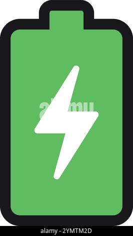 Battery charging icon. Green electric power symbol Stock Vektor