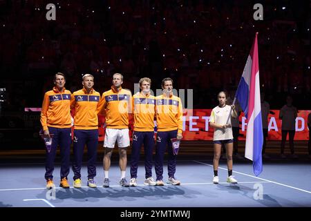 Team Niederlande während des Davis Cup 2024, Halbfinale-Tennis-Events zwischen Deutschland und den Niederlanden am 22. November 2024 im Martin Carpena Pavilion in Malaga, Spanien Credit: Independent Photo Agency/Alamy Live News Stockfoto