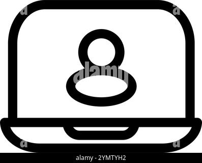 Laptop mit einem Avatar, der das Symbol für Fernunterricht darstellt – Symbol für modernes Bildungswesen oder Büro Stock Vektor