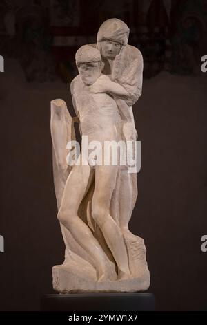 Pieta Rondanini, 1564, von Michelangelo Buonarroti (1475-1564), Marmorstatue. Castello Sforzesco, Lombardei, Mailand, Italien 10.01.2024 Stockfoto