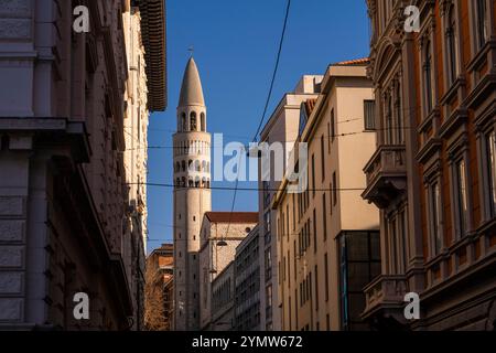 Makelloses Herz der Marienkirche in Triest, einer Stadt im Nordosten Italiens an der Adria. Die Kirche ist römisch-katholisch. 03.01.2024 Triest Stockfoto