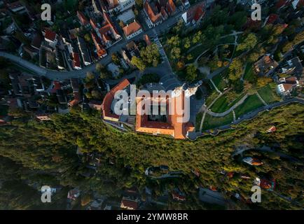 Tihany Panoramablick mit der Abtei, dem Balaton See, Ungarn. Stockfoto