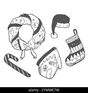 Set von Weihnachts-Design-Element in Doodle Stock Vektor