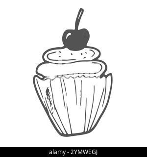 Cupcake. Muffin. Einzelvektor Doodle Illustrationen Handzeichnung Stock Vektor