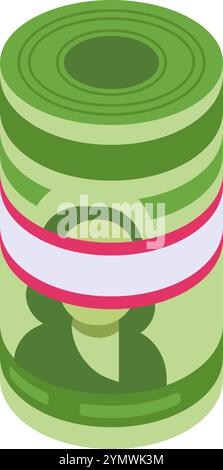 Stilisierte Banknotenrollen symbolisieren die Anhäufung von Wohlstand, intelligente Finanzplanung und das Erreichen monetärer Ziele Stock Vektor