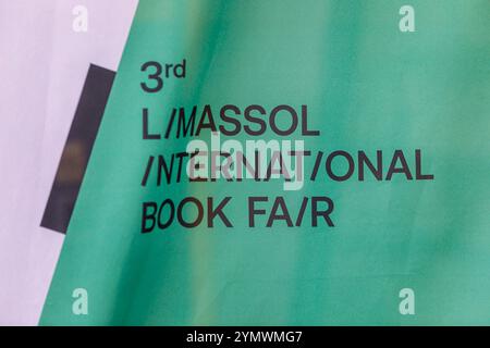 Limassol, Limassol, Zypern. November 2024. Ein Banner mit dem Event-Logo ist am 23. November 2024 in Limassol, Zypern zu sehen. Die 3. Internationale Buchmesse in Limassol findet in Carob Mills statt. (Credit Image: © Kostas Pikoulas/ZUMA Press Wire) NUR REDAKTIONELLE VERWENDUNG! Nicht für kommerzielle ZWECKE! Quelle: ZUMA Press, Inc./Alamy Live News Stockfoto