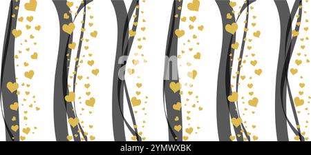 Ein goldenes Herz. Rechteck - Muster in Form von Herzen Stock Vektor