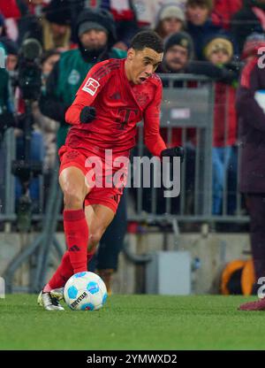 Jamal MUSIALA, FCB 42 im Spiel FC BAYERN MÜNCHEN - FC AUGSBURG 3-0 am 22. November 2024 in München. Saison 2024/2025, 1.Bundesliga, FCB, München, Spieltag 11, 11.Spieltag Stockfoto