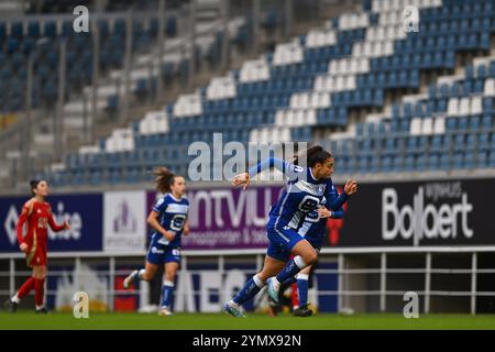 Gent, Belgien. November 2024. Illustrationsfoto, aufgenommen während eines Frauenfußballspiels zwischen AA Gent Ladies und Standard Femina am 11. Spieltag der Saison 2024 - 2025 der Belgischen Lotto Womens Super League, Samstag, 23. November 2024 in Gent. BELGA FOTO LUC CLAESSEN Credit: Belga Nachrichtenagentur/Alamy Live News Stockfoto