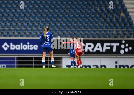 Gent, Belgien. November 2024. Illustrationsfoto, aufgenommen während eines Frauenfußballspiels zwischen AA Gent Ladies und Standard Femina am 11. Spieltag der Saison 2024 - 2025 der Belgischen Lotto Womens Super League, Samstag, 23. November 2024 in Gent. BELGA FOTO LUC CLAESSEN Credit: Belga Nachrichtenagentur/Alamy Live News Stockfoto