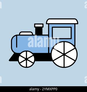Vektor-Symbol für eine Vintage-Dampflokomotive. Verkehrsschild für Kinderbahnen. Diagrammsymbol für Event- und Feiertags-Website und Apps Design, Logo, App, UI Stock Vektor