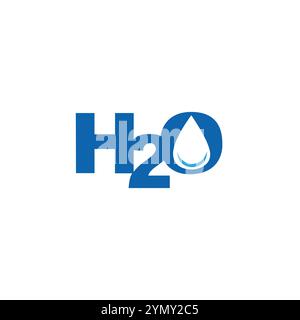 Einfaches, einzigartiges Logo-Design mit H2O- oder H20-Buchstaben. Stock Vektor