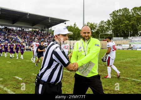 Europäische Fußballliga, elf/ Spiel : Kölner Centurions in der Frankfurter Galaxy am Juli. 2023, in der PSD Bank Arena, Frankfurt, Deutschland, Europ Stockfoto