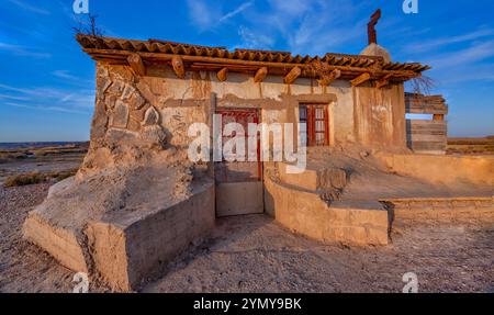 Hirtenhütte im Naturschutzgebiet Las Bardenas Reales, Navarra, Spanien Stockfoto