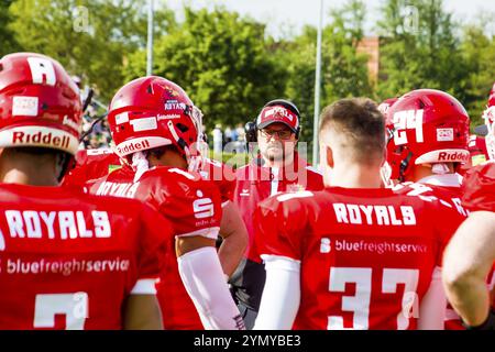 erima GFL / Deutsche Fußball-Liga, Interconferencegame Schwaebisch Hall Unicorns vs. Potsdam Royals im OPTIMA Sportpark Schwaebisch Hall am 2. Mai Stockfoto