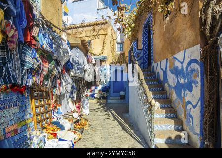 Straßenmarkt von Chefchaouen, Marokko, Afrika Stockfoto