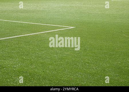 Strafraumlinien auf Kunstrasen Stockfoto