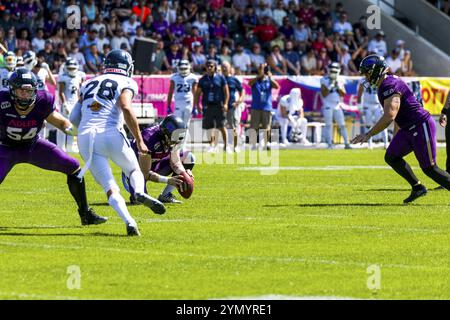 Europäische Fußballliga elf/ Spiel : Milano Seamen bei Frankfurt Galaxy am 20. Aug. 2023 , in der PSD Bank Arena , Frankfurt , Deutschland Stockfoto