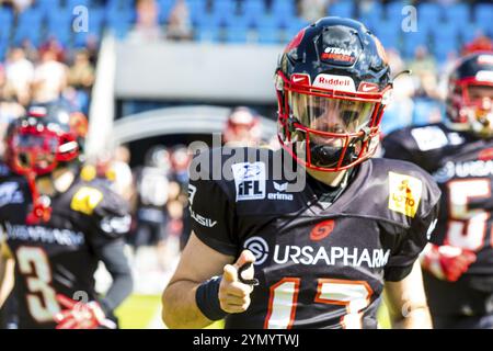 Fußballspiel GFL, Saarland Hurricanes vs. Marburg Söldner, 11.Juni 2022 Stockfoto