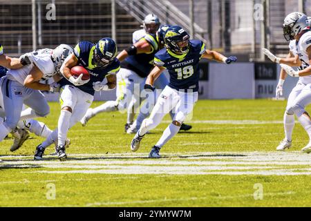 European League of Football, elf/ Spiel : Tirol Raiders bei Stuttgart Surge, am Juni. 25. 2023, im Gazi-Stadion, Stuttgart, Deutschland Stuttgart Surge Stockfoto