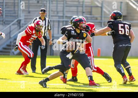 Fußballspiel GFL, Saarland Hurricanes vs. Marburg Söldner, 11.Juni 2022 Stockfoto