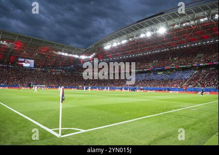 LEIPZIG, GERMANY - JUNE 18, 2024: Euro 2024 Groupe F match Portugal vs Czechia 2:1. Aerial view at the stadium RB Arena. Stockfoto