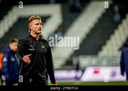 Skien, Norwegen, 23. November 2024. Bodø/Glimts Kasper Høgh vor dem Eliteserien-Spiel zwischen Odd und Bodø/Glimt in der Skagerak Arena. Quelle: Frode Arnesen/Alamy Live News Stockfoto