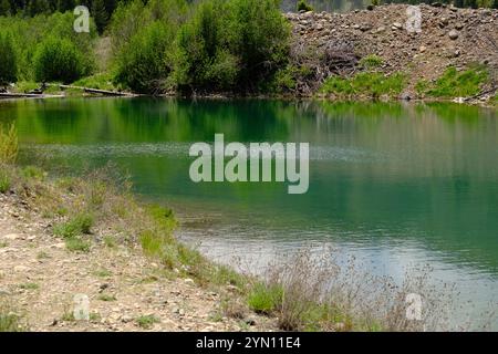 Fischen am Yankee Fork des Salmon River Stockfoto