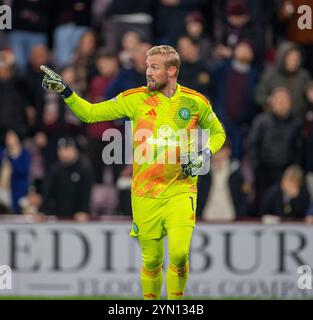 Tynecastle Park, Edinburgh, Großbritannien. November 2024. Scottish Premiership Football, Hearts versus Celtic; Kasper Schmeichel von Celtic Credit: Action Plus Sports/Alamy Live News Stockfoto