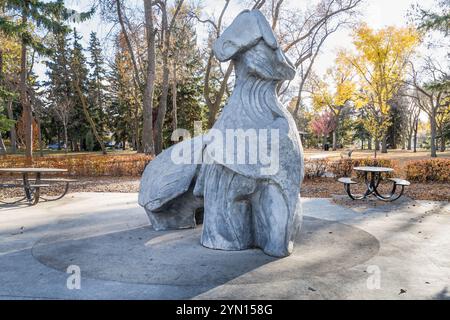 Edmonton, Kanada, 24. Oktober 2024: Gigi (2005) Kunstwerk von Louis Munan et al. Im Borden Park. Beton Stockfoto