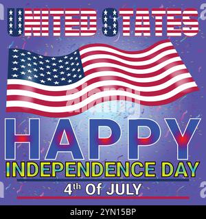 United States Happy Independence Day 4. Juli mit sehr attraktivem farbenfrohen Thema und Konfetti Stock Vektor