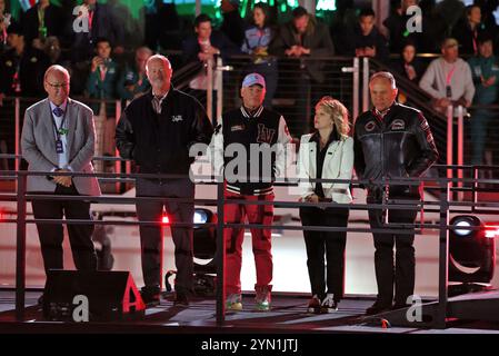 Las Vegas, USA. November 2024. Würdenträger auf dem Podium. Formel-1-Weltmeisterschaft, Rd 22, Las Vegas Grand Prix, Samstag, 23. November 2024. Las Vegas Strip Circuit, Las Vegas, Nevada, USA. Quelle: James Moy/Alamy Live News Stockfoto